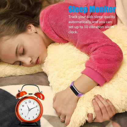 Kids Fitness Tracker Watch for Girls Boys, Waterproof Slim Activity Tracker with Pedometer, Calorie Counter, Sleep Monitor, Silent Alarm Clock